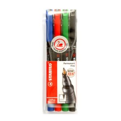 Feutres permanents STABILO - Pochette de 4 couleurs - Securiforce