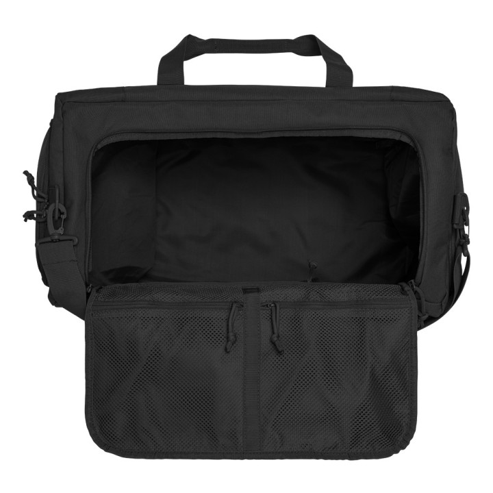 Sac A10 TRANSALL 45 L noir – Intérieur ouvert avec rabat et poches en filet