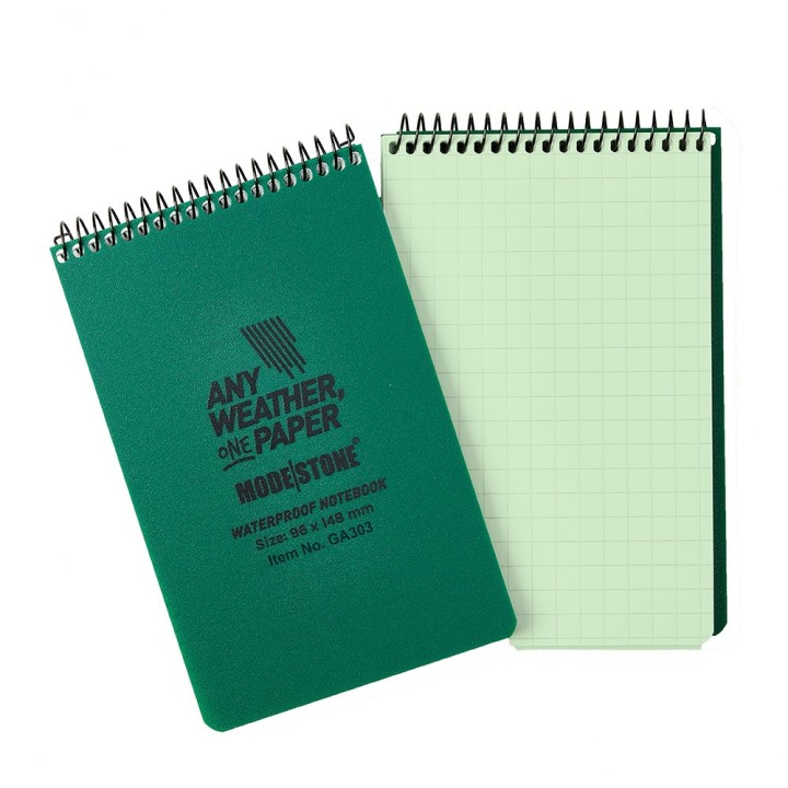 Carnet phosphorescent Modestone 96 x 148 mm – Couverture verte et pages à spirale
