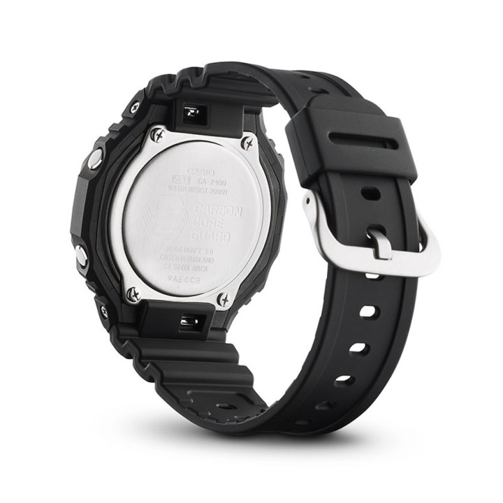 Montre Casio G-SHOCK GA-2100-1A1 noire – Vue arrière du boîtier et de la boucle du bracelet