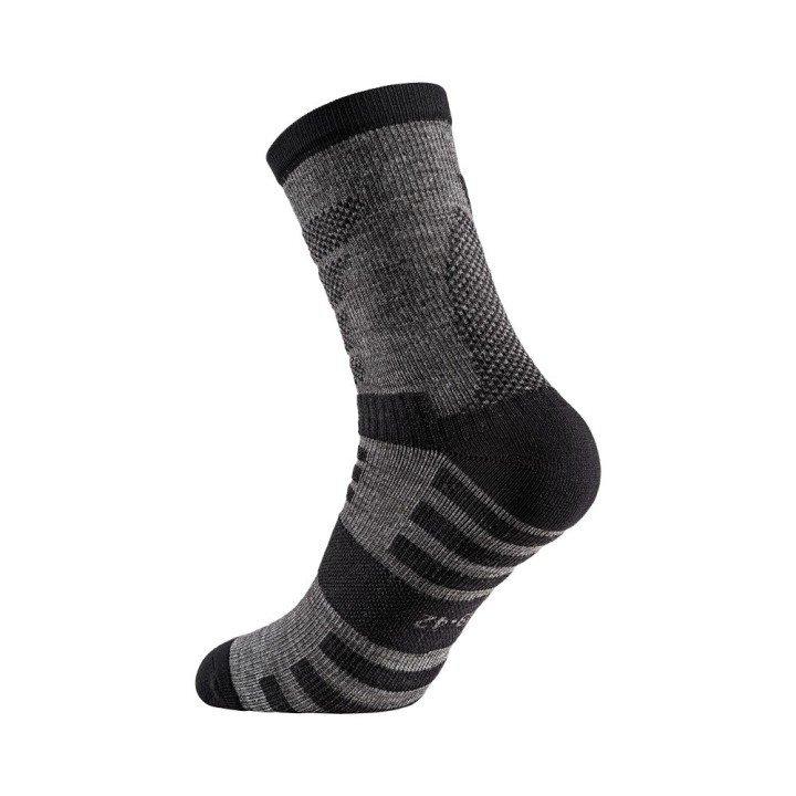 Chaussette mérinos A10 IMPACT 9 pouces Winter gris béton – Profil opposé avec talon et pointe